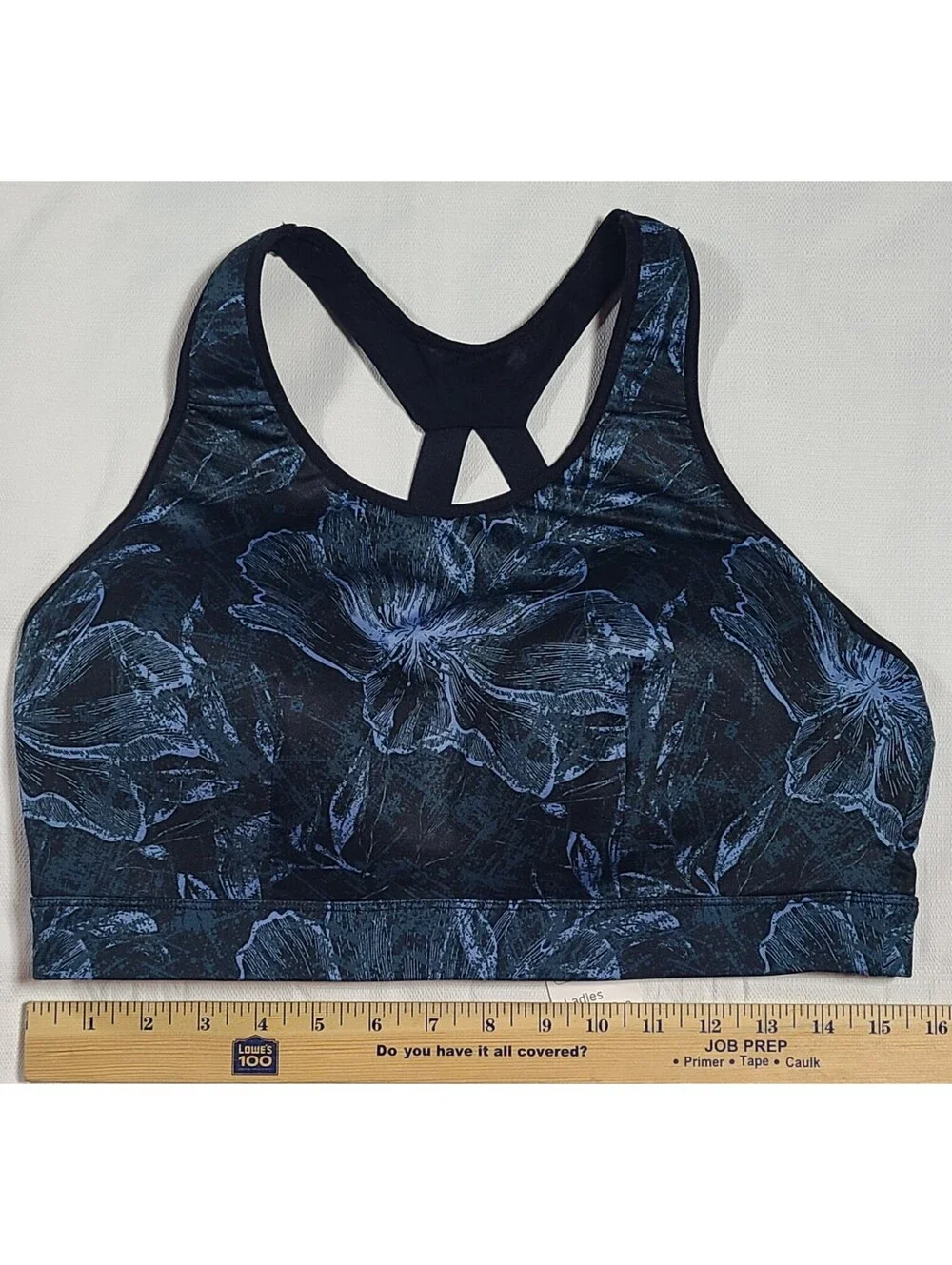 Crane Ladies Fitness Sports Bra Size Large Blue Floral Print
